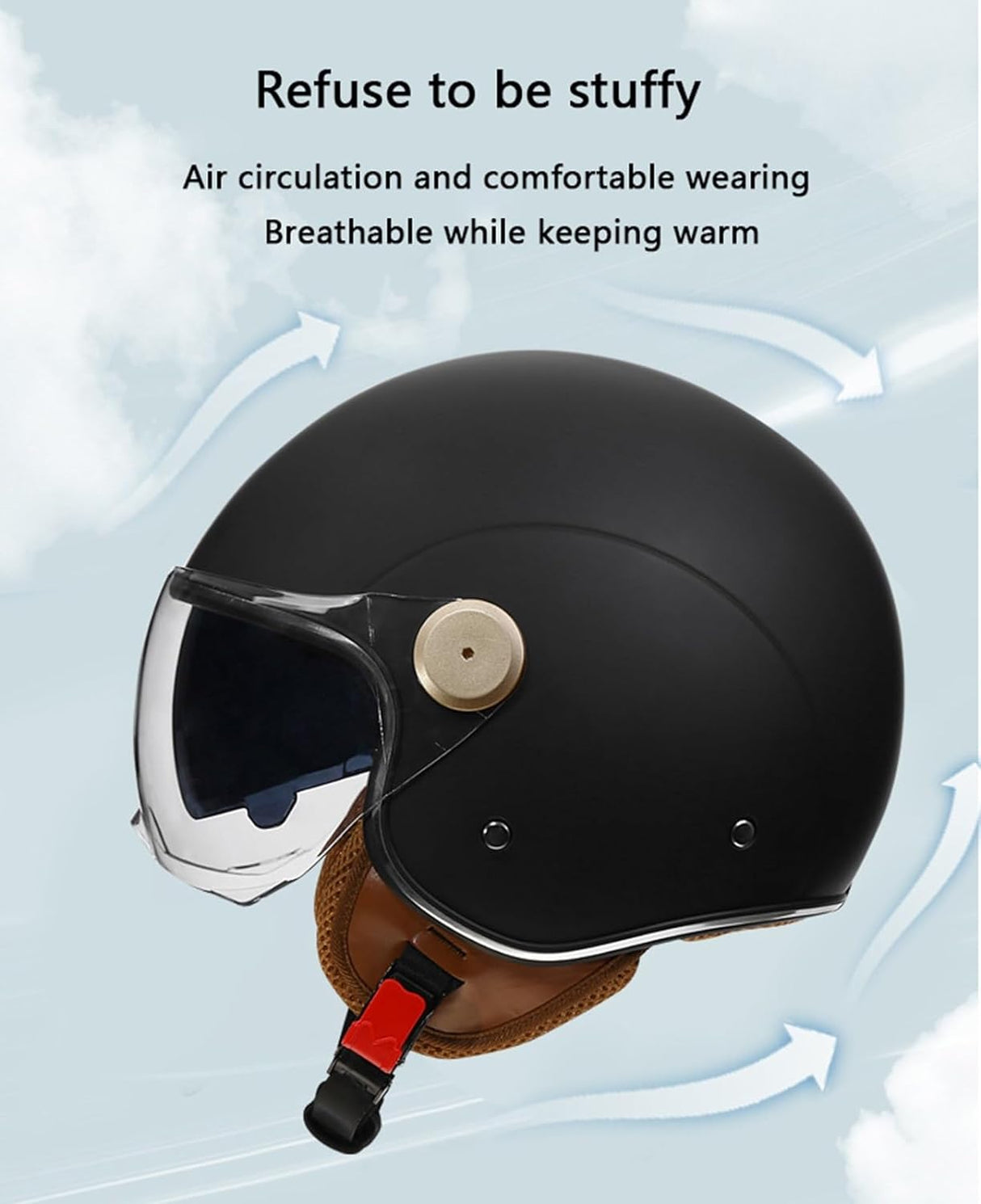 RetroRide Smart Bluetooth Open-Face Motorcycle Helmet with Dual Sun Visors