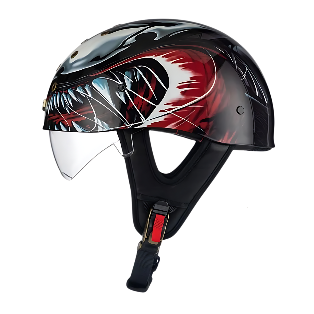 SleekShell Vintage Half Helmet with Visor