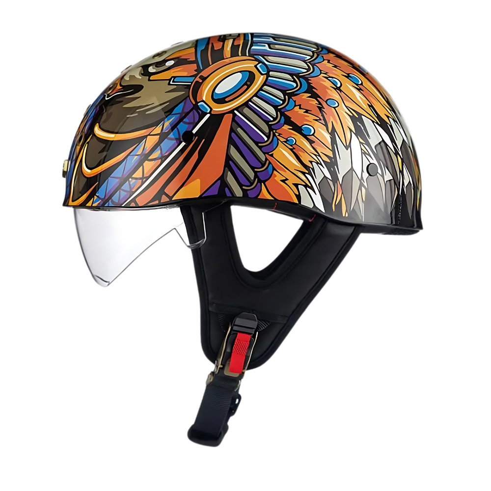 SleekShell Vintage Half Helmet with Visor
