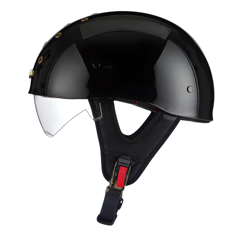 SleekShell Vintage Half Helmet with Visor
