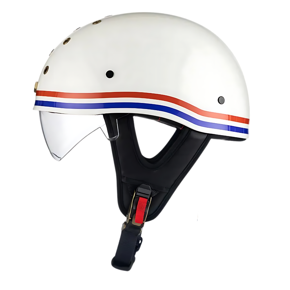 SleekShell Vintage Half Helmet with Visor