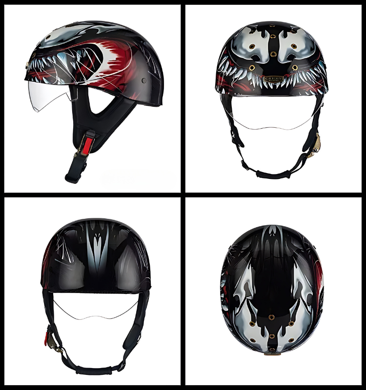 SleekShell Vintage Half Helmet with Visor