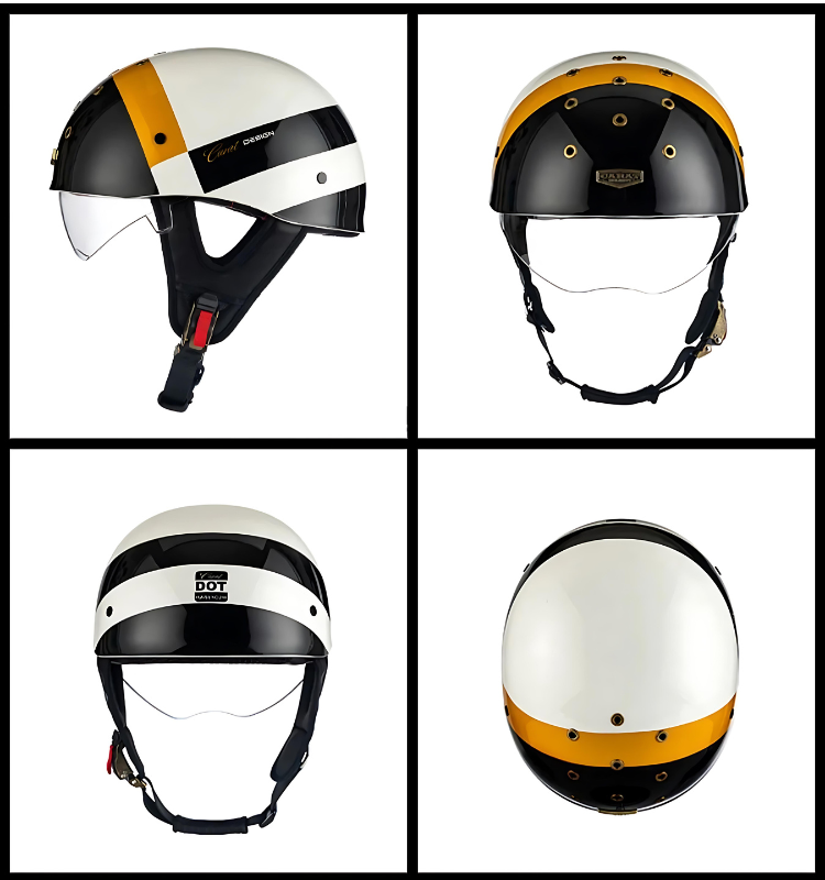 SleekShell Vintage Half Helmet with Visor