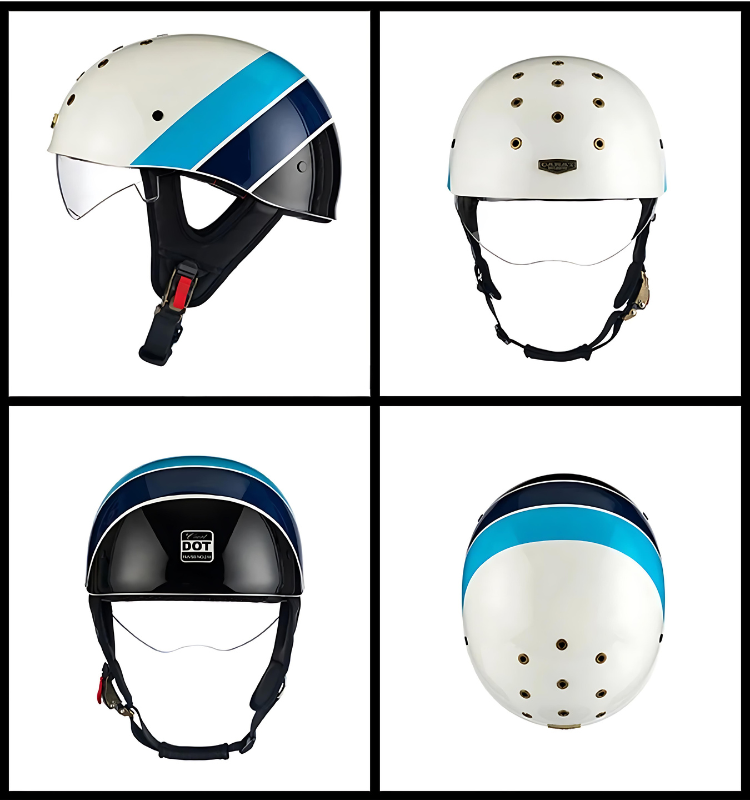 SleekShell Vintage Half Helmet with Visor