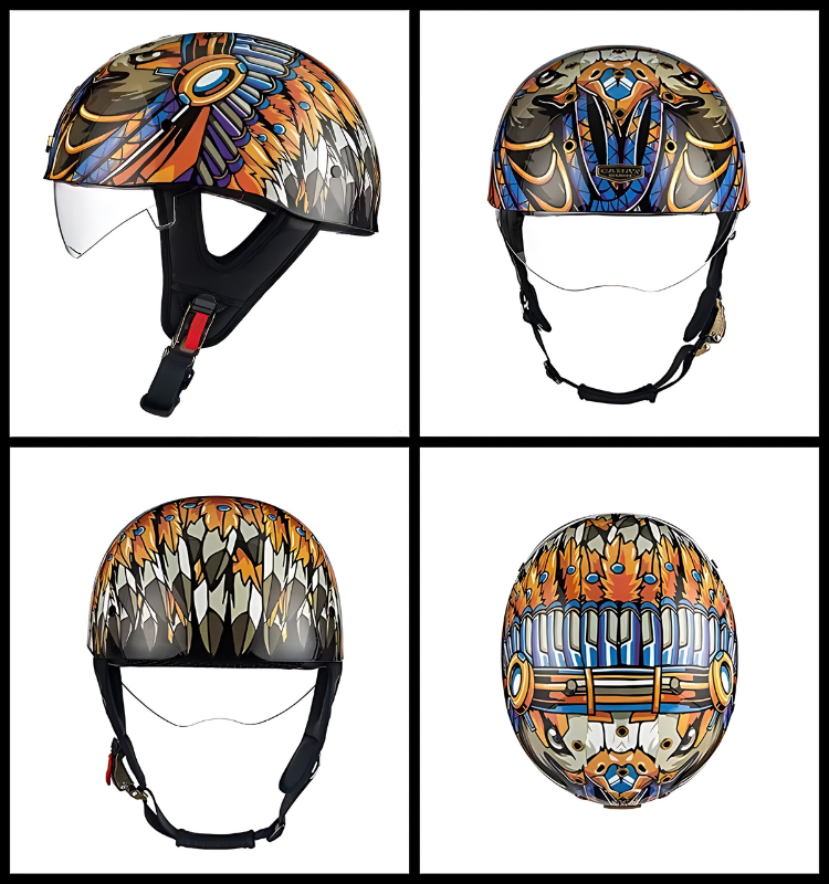 SleekShell Vintage Half Helmet with Visor