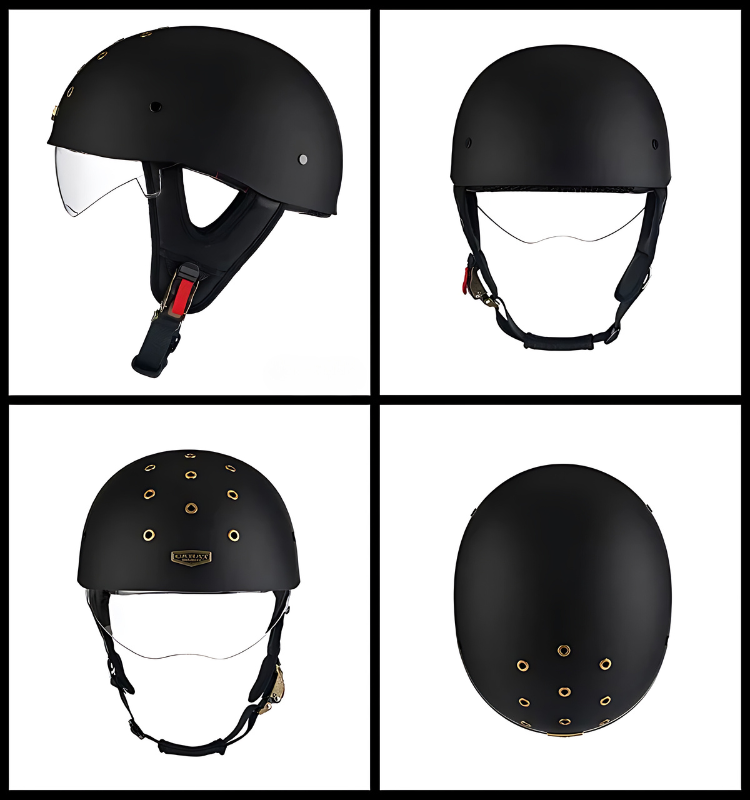 SleekShell Vintage Half Helmet with Visor