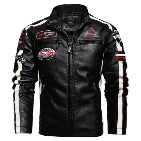 Racing Pilot Style Motorcycle Leather Jacket