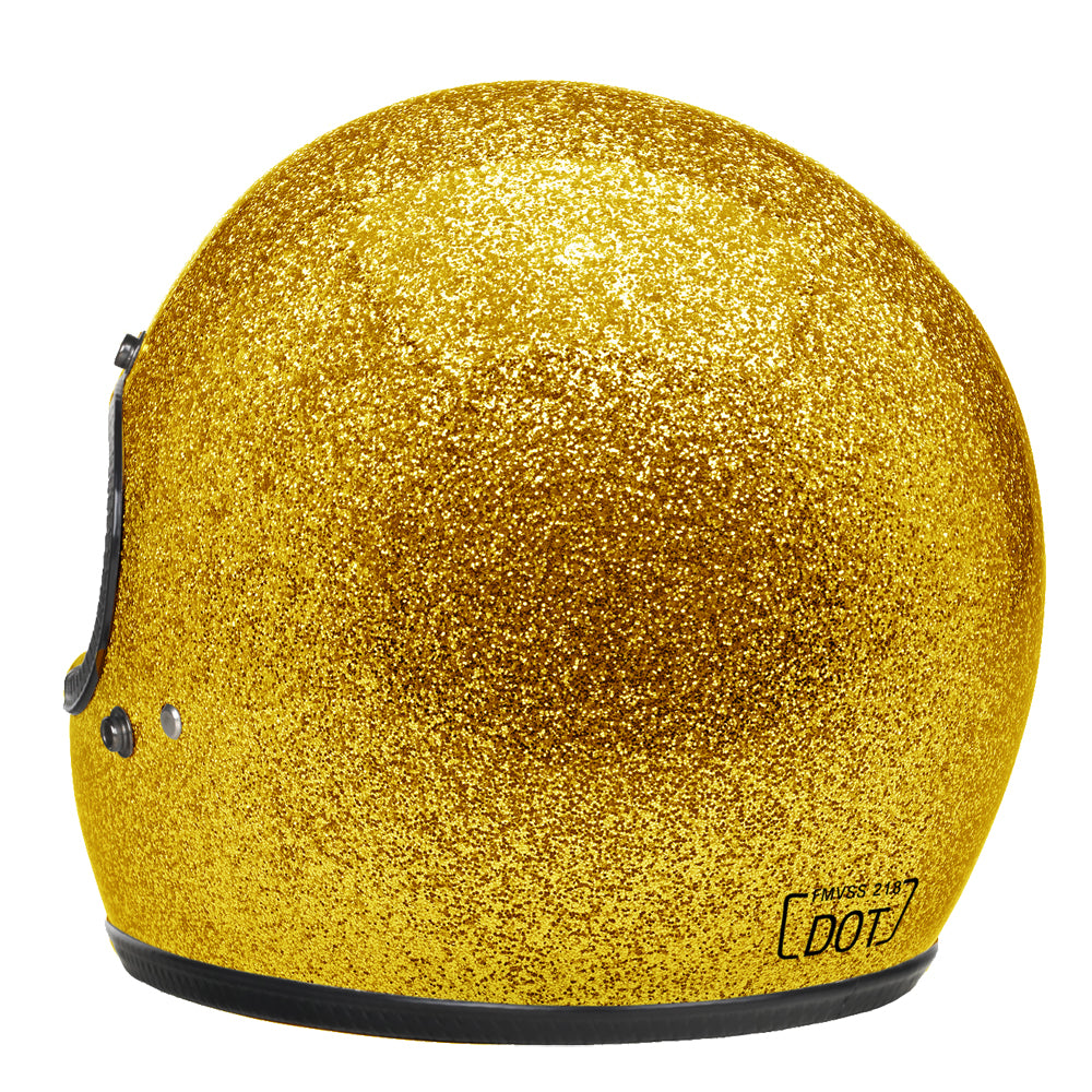 Full Face Retro Motorcycle Helmet - Cafe Racer - Shiny Gold