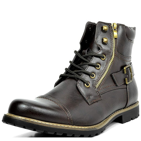 Motorcycle Winter Leather Ankle Boots