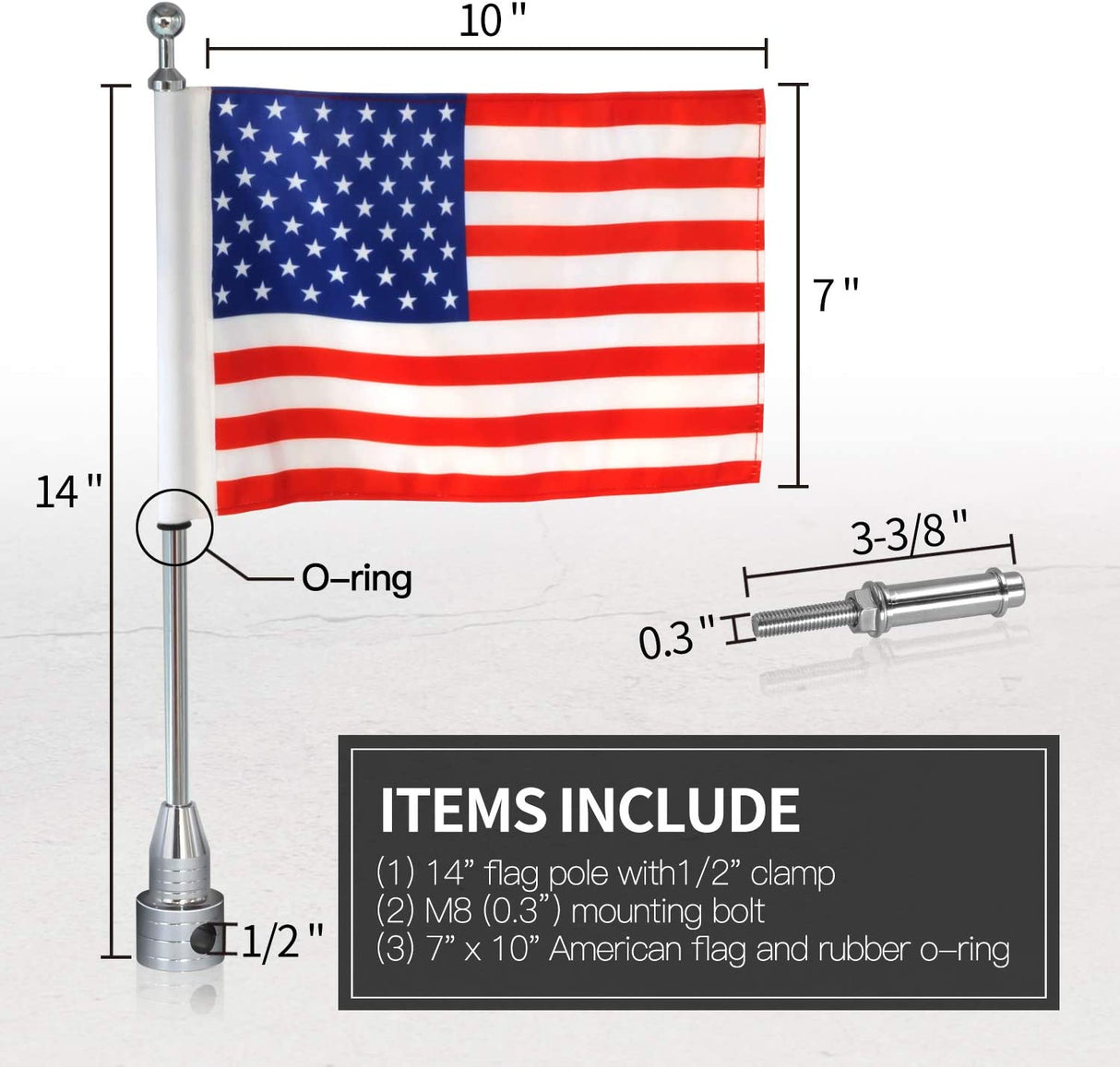 Motorcycle Flagpole Mount - American Flag