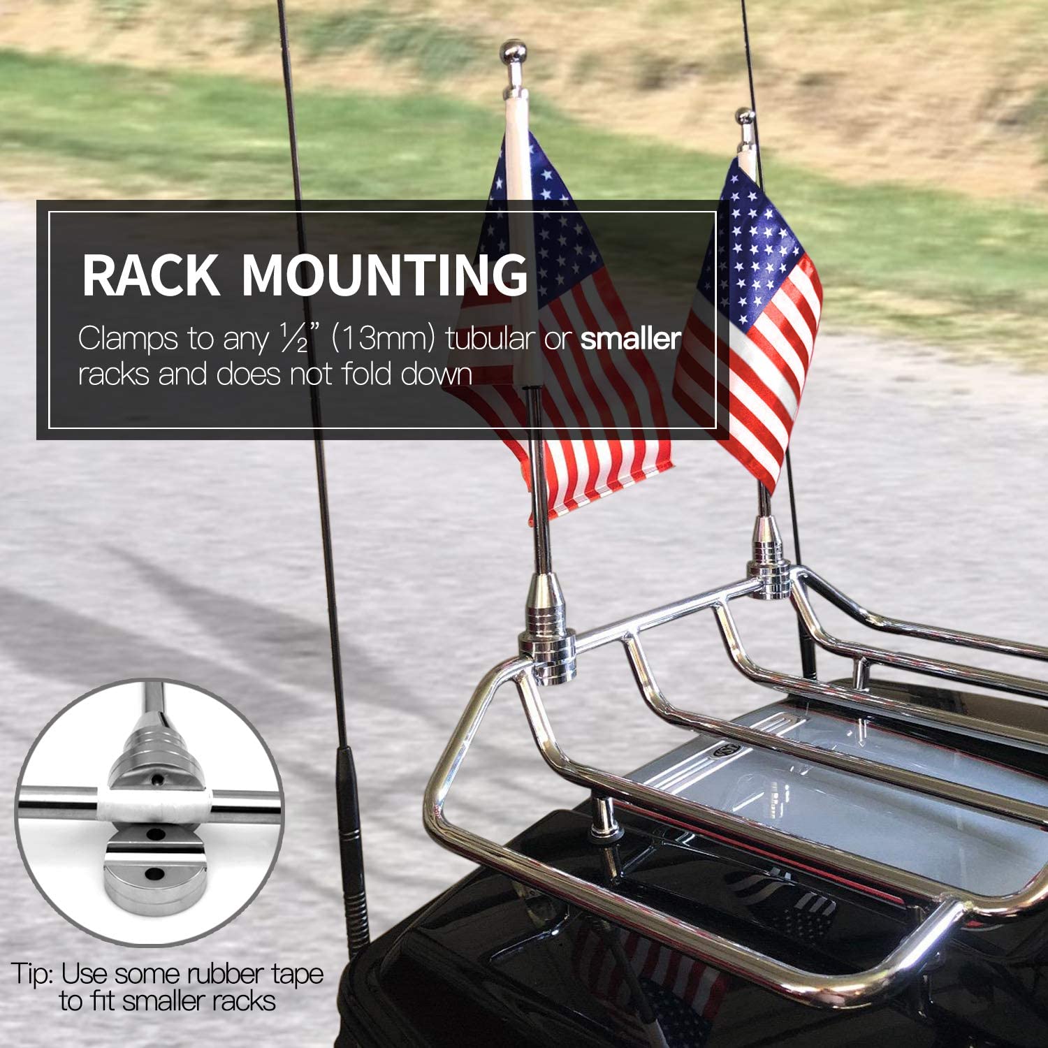 Motorcycle Flagpole Mount - American Flag