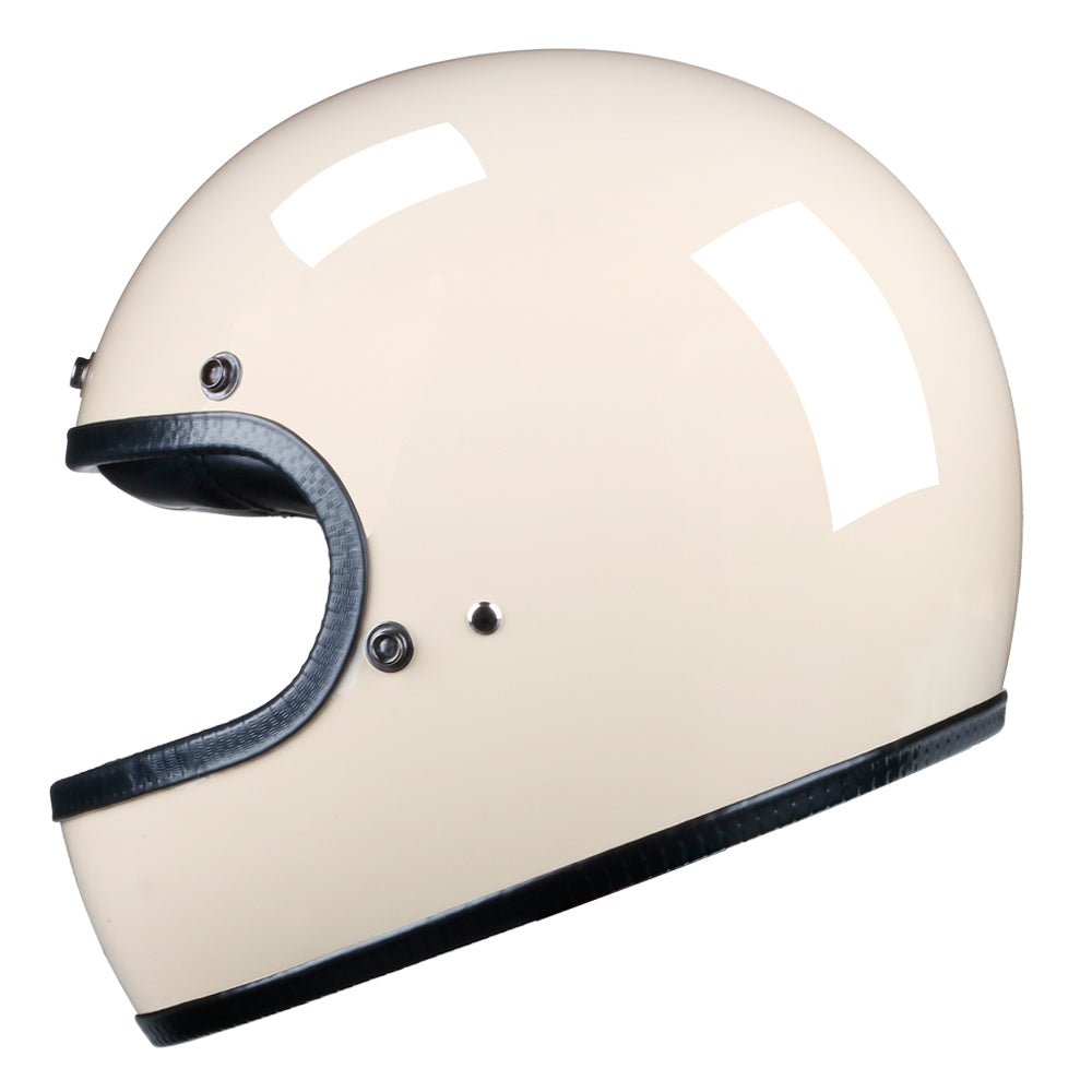 Full Face Retro Motorcycle Helmet - Cafe Racer - Gloss White