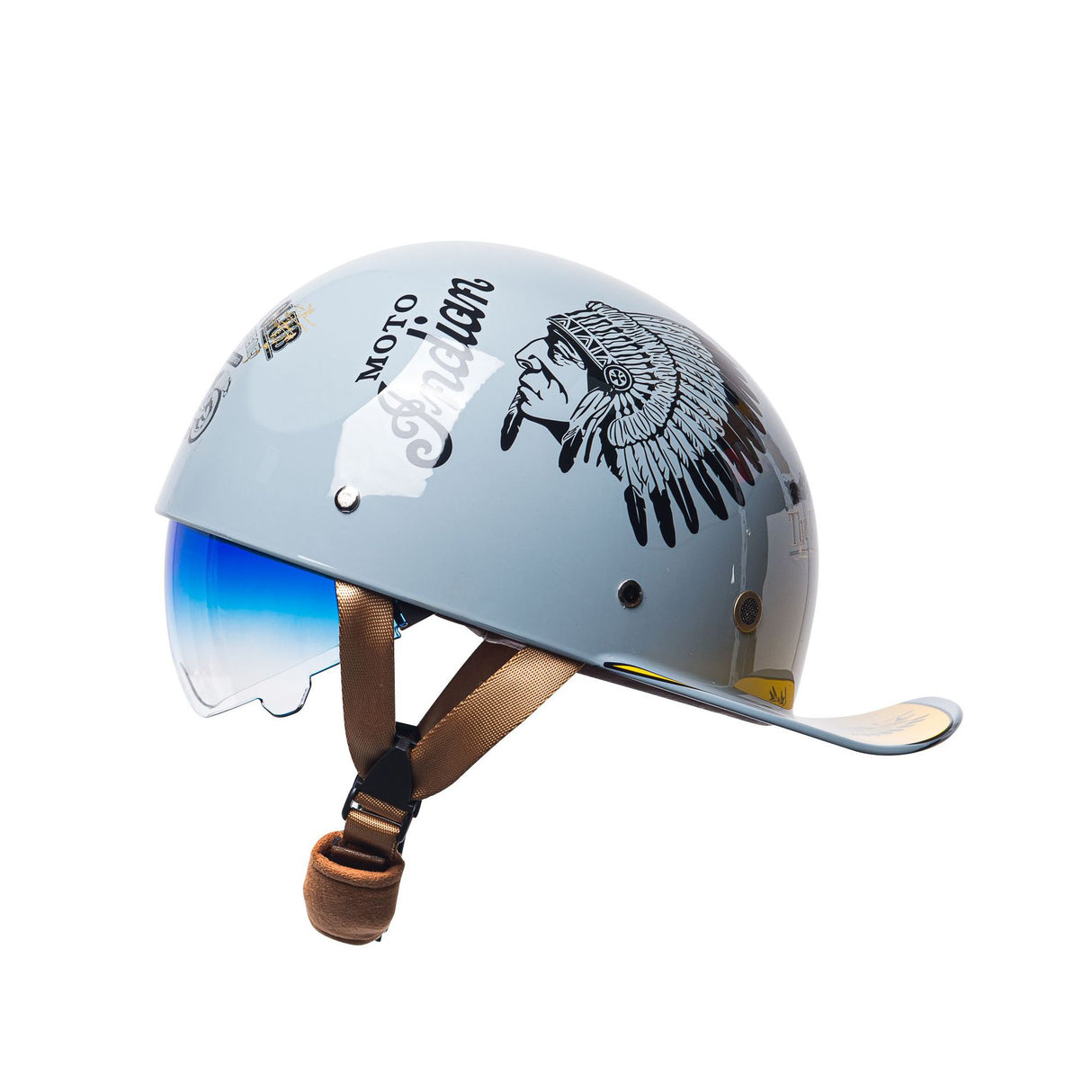 Baseball Motorcycle Helmet Built-in Visor