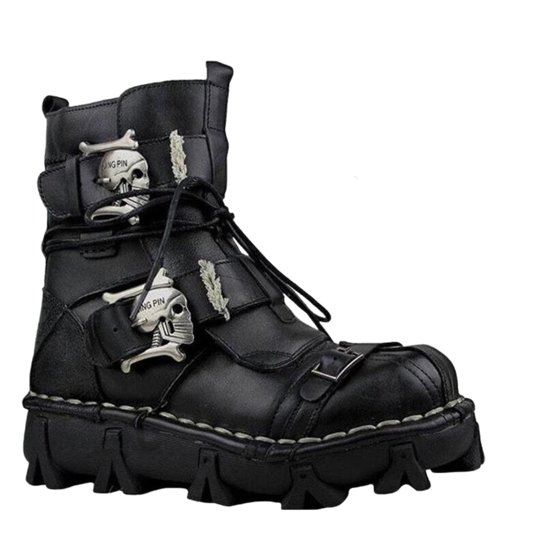 Leather Skull Boots Gothic Punk