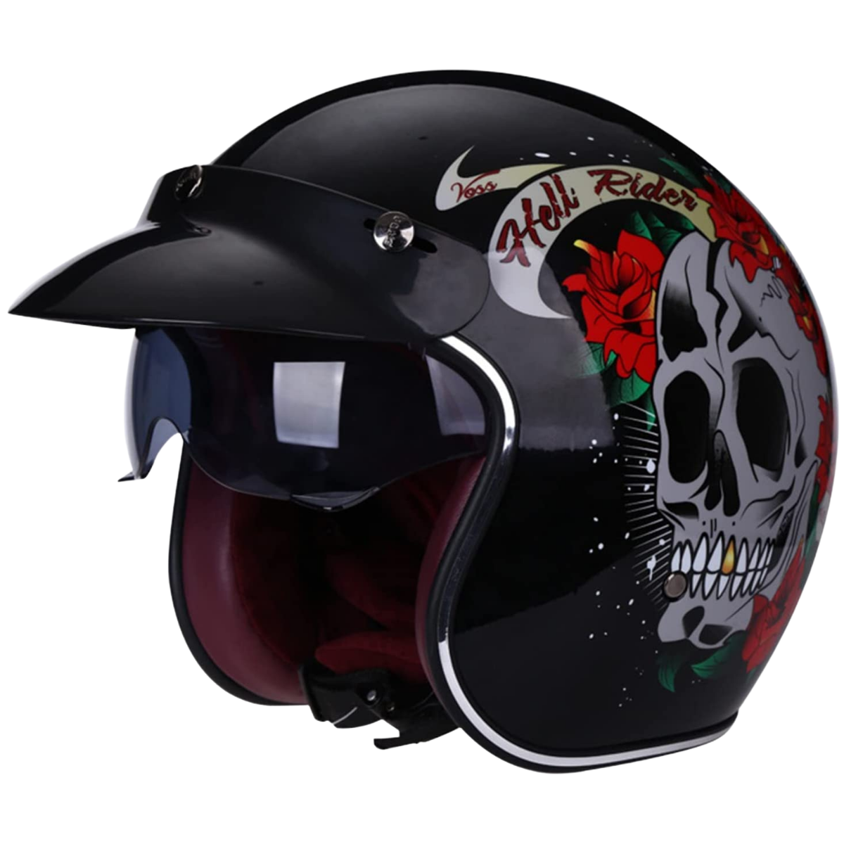 Vintage Open Face Helmet - Retractable Visor