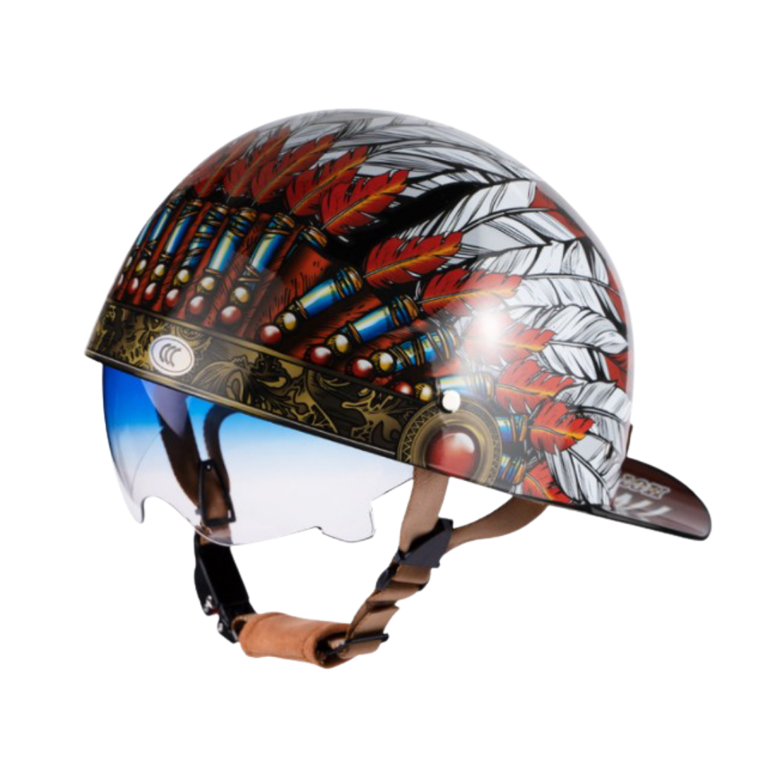 Baseball Motorcycle Helmet Built-in Visor