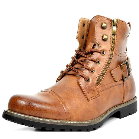 Motorcycle Winter Leather Ankle Boots