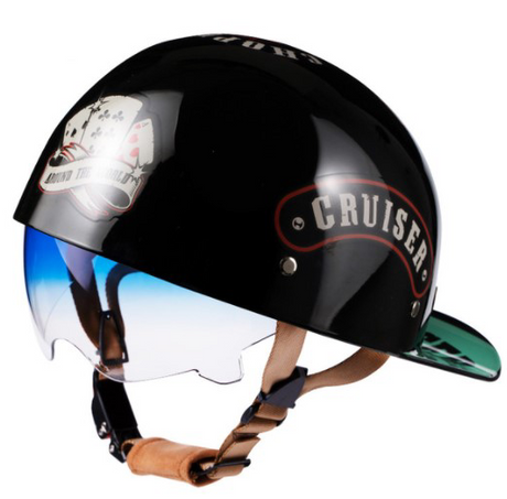 Baseball Motorcycle Helmet Built-in Visor