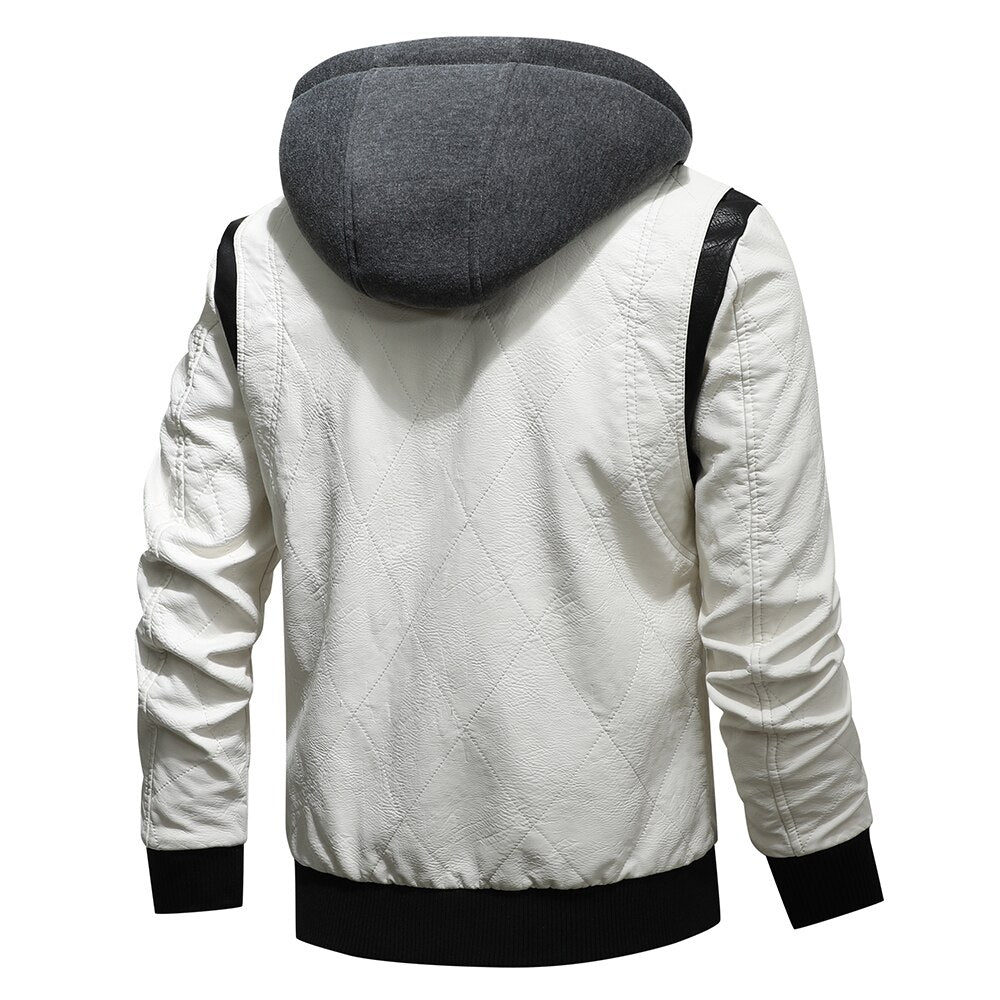 Biker Winter Jacket with Detachable Hood