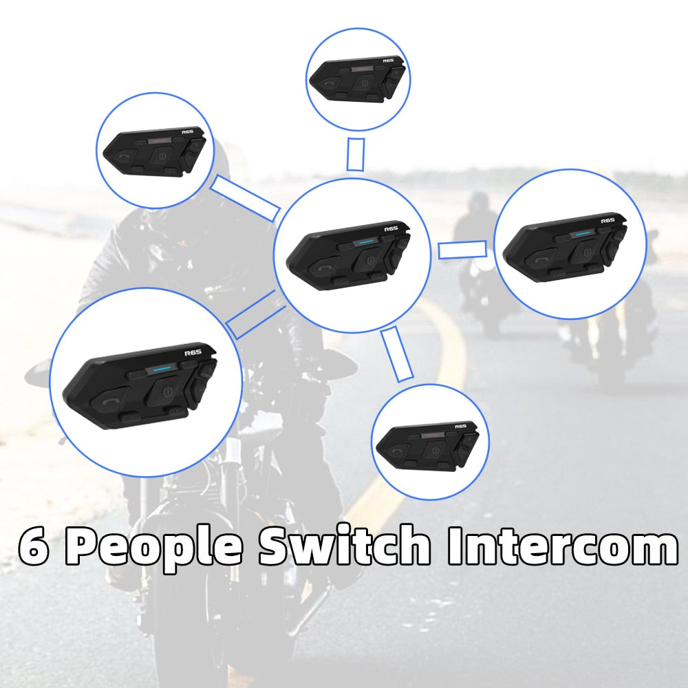 R6S Intercom Bluetooth Headset - Waterproof