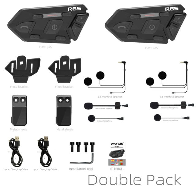 R6S Intercom Bluetooth Headset - Waterproof