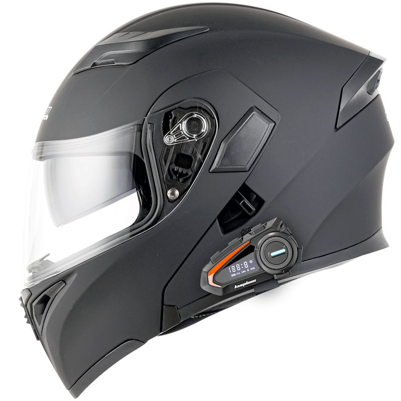  Bluetooth Motorcycle Helmet with Clear, Tinted, Iridium Shields  (Small, Flat Black) : Automotive