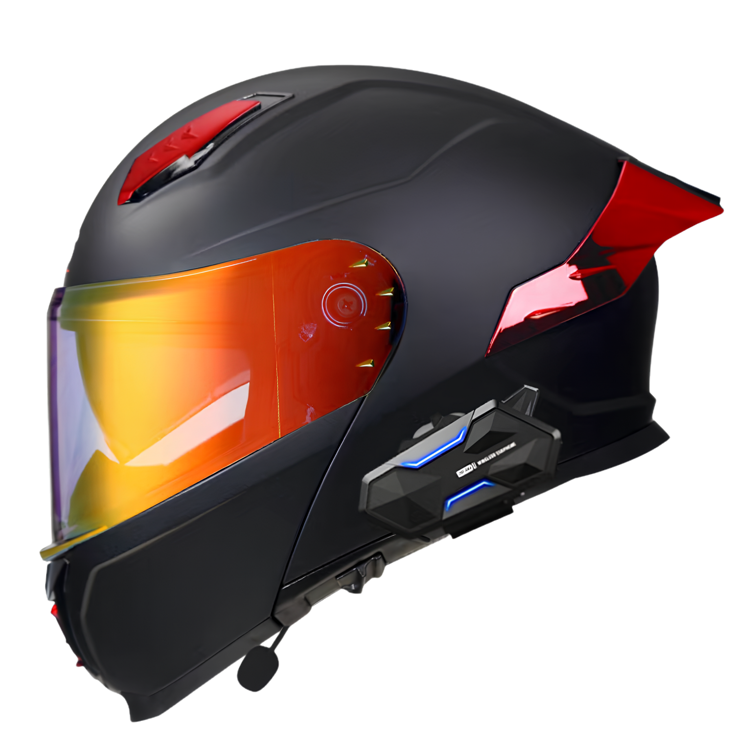 best bluetooth modular motorcycle helmet ILM Flip up Full Face Dual Visor Mp3 Intercom FM Radio DOT Model 902BT(Matte Black, Large) : Automotive lens design ILM Bluetooth Integrated Motorcycle Modular