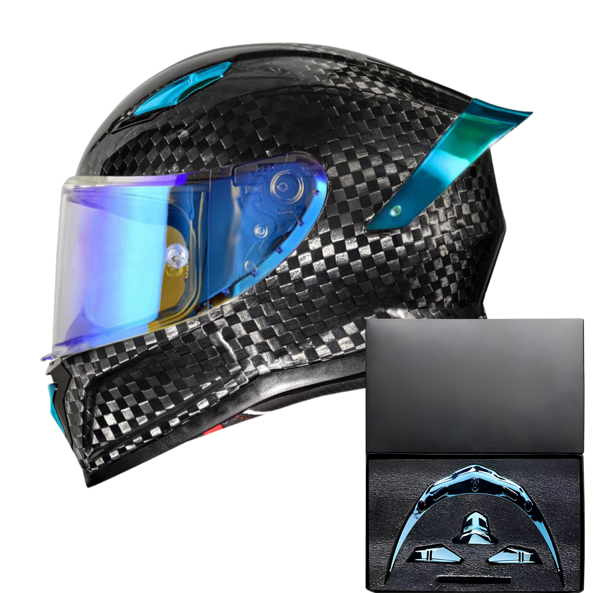 R7 Carbon Helmet Custom Accent Kit – Red Wing & Vents Set