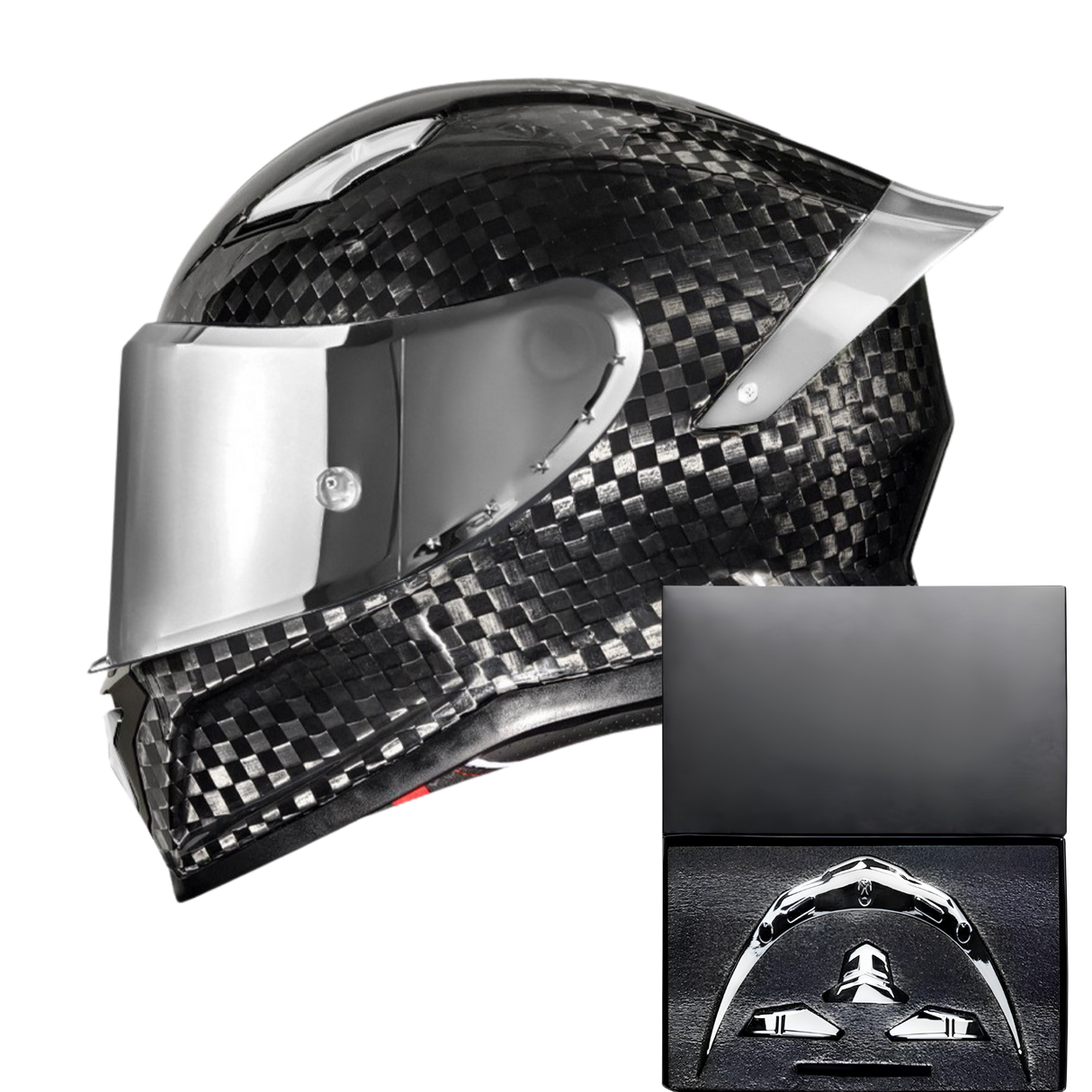 R7 Carbon Helmet Custom Accent Kit – Red Wing & Vents Set