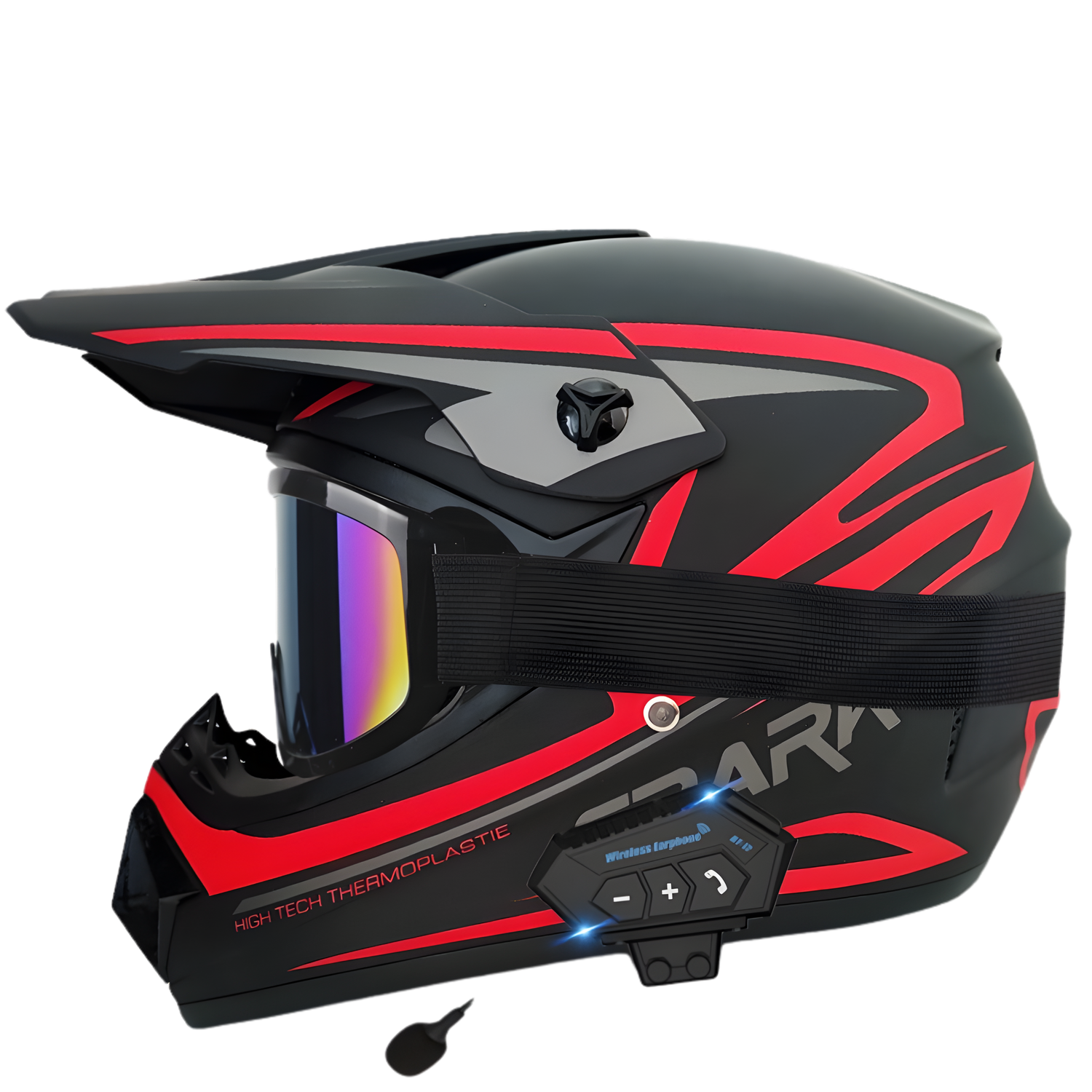 dirt bike helmet with headphones Aegis X9 Motocross Helmet with Bluetooth Headset Crimson Edge / L