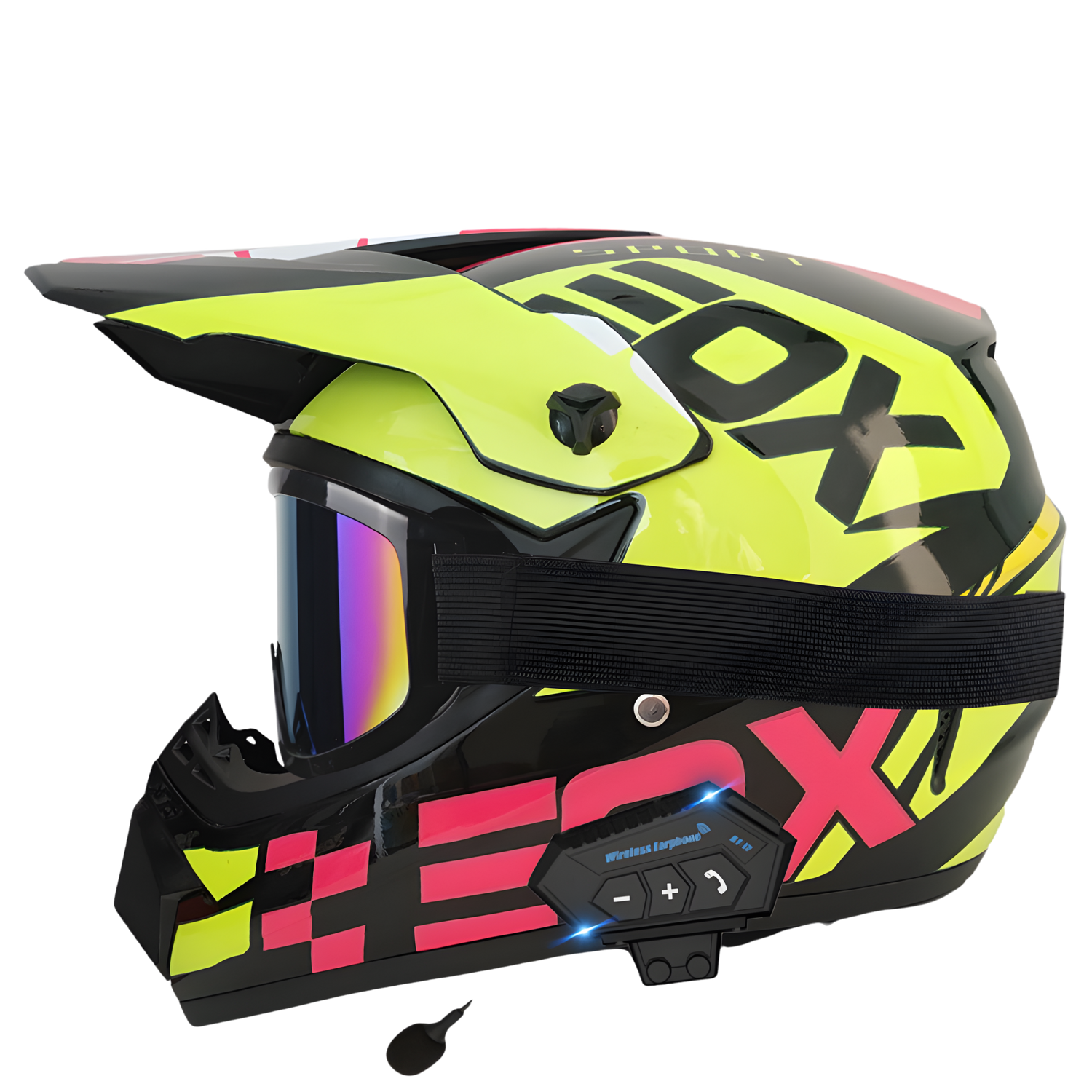 bike helmet with music system R1 Motorcycle Bluetooth Communication Headset Speakers Dual push button controls allow you to easily control your music and receive calls Aegis X9 Motocross Helmet with