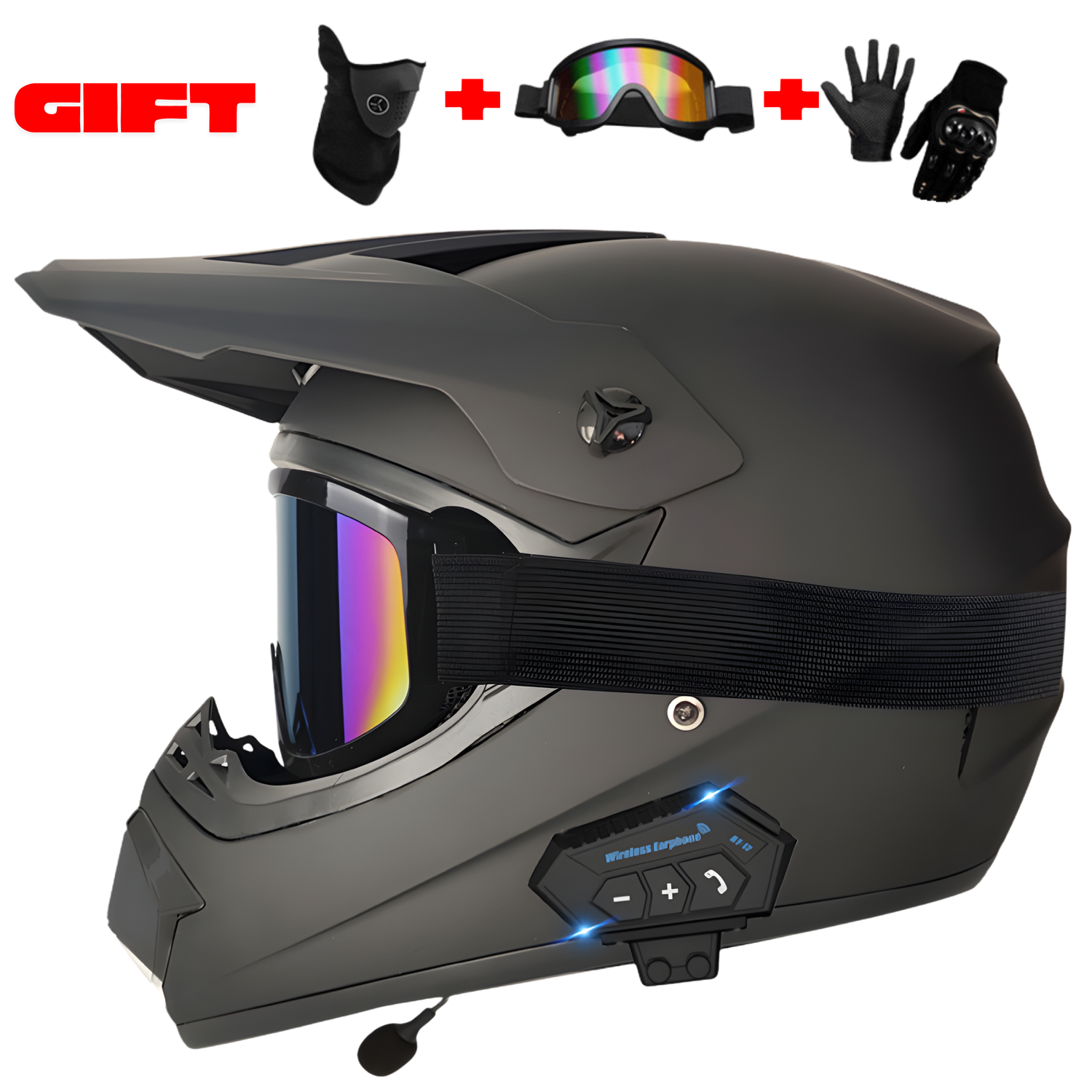 Aegis X9 Motocross Helmet with Bluetooth Headset Venom Strike / S