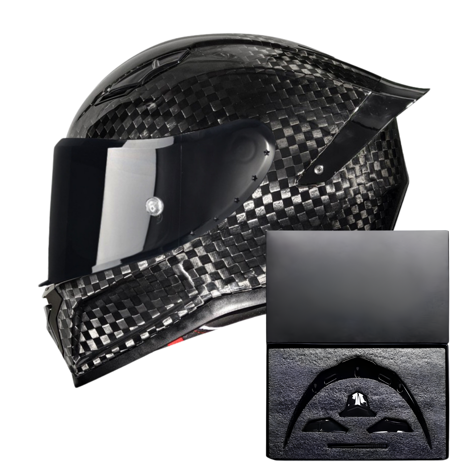R7 Carbon Helmet Custom Accent Kit – Red Wing & Vents Set – Gear Rider