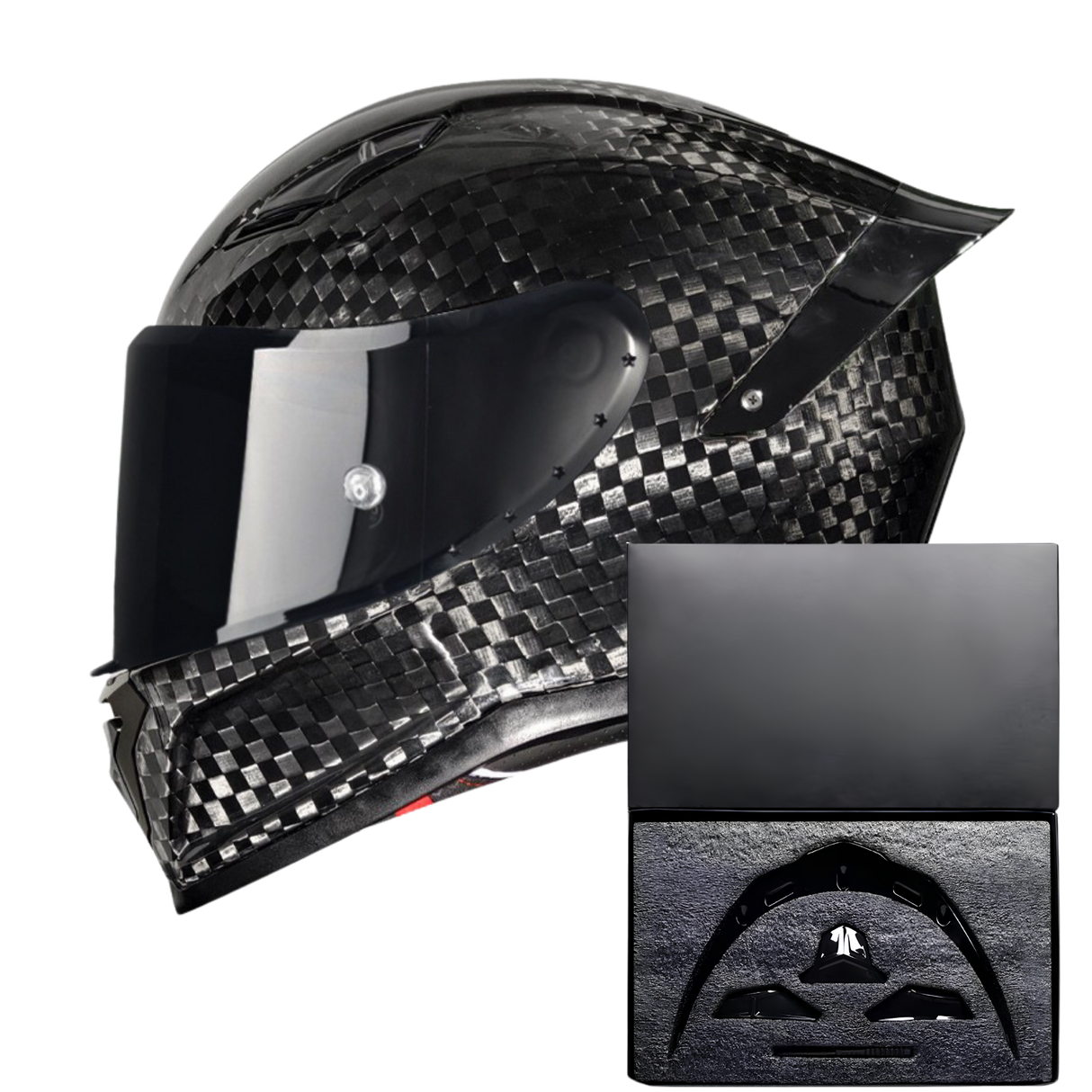 R7 Carbon Helmet Custom Accent Kit – Red Wing & Vents Set