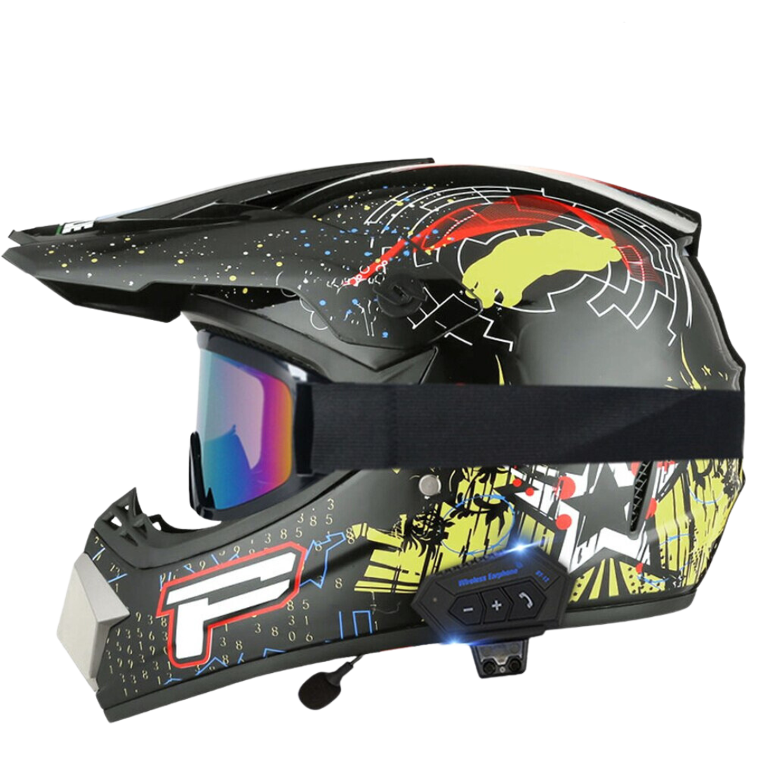 Aegis X9 Motocross Helmet with Bluetooth Headset Gear Rider