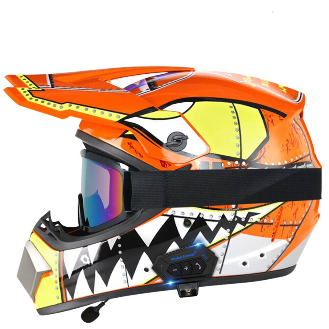Orange motorcycle discount helmet with bluetooth