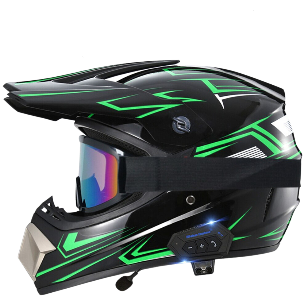 Green and black dirt bike helmet hotsell