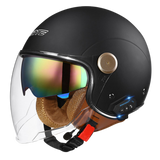 RetroRide Smart Bluetooth Open-Face Motorcycle Helmet with Dual Sun Visors