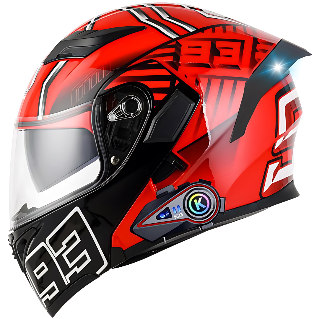 R6s Modular Helmet with 2-3 Riders Intercom Bluetooth Headset – IPX6 Waterproof, AI Voice Control