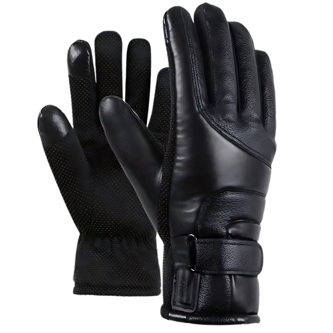 Leather USB Heated Winter Gloves - Touchscreen