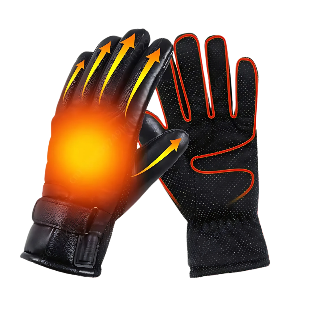 Leather USB Heated Winter Gloves - Touchscreen