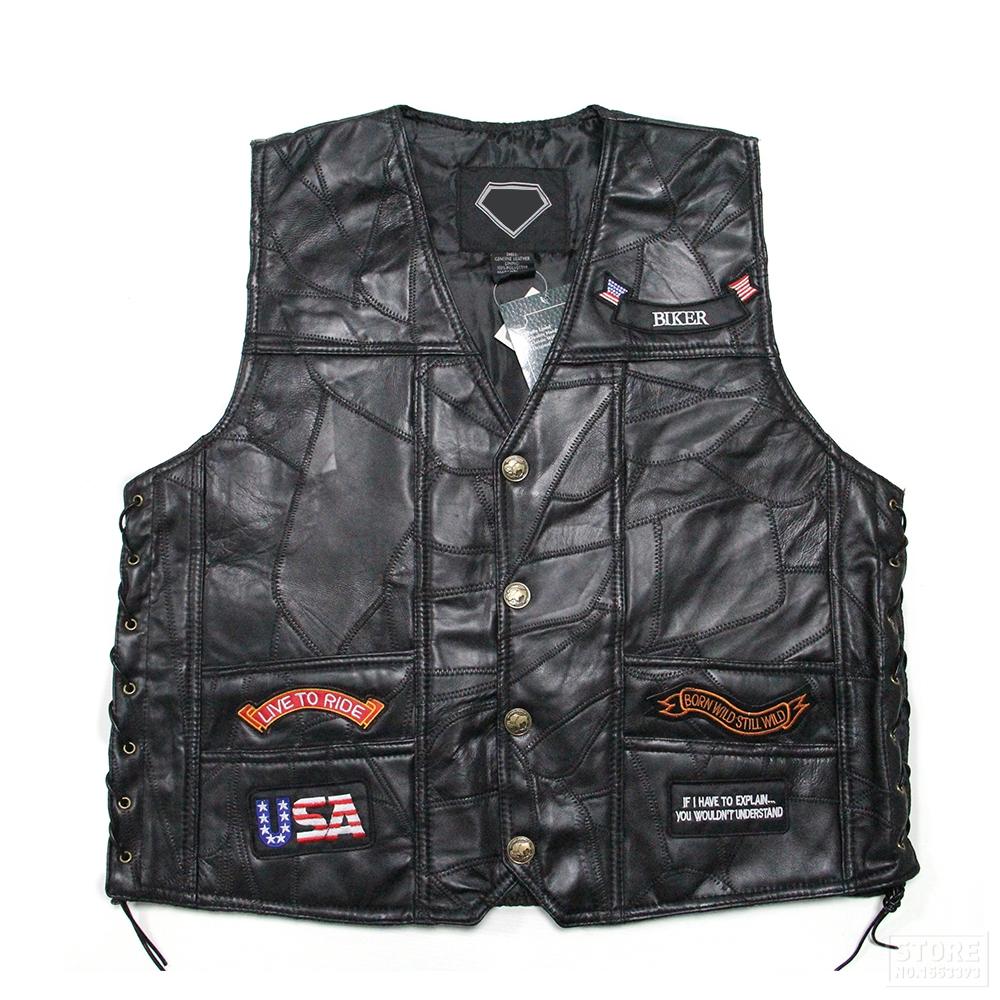 Genuine Leather Lapel Vest Large