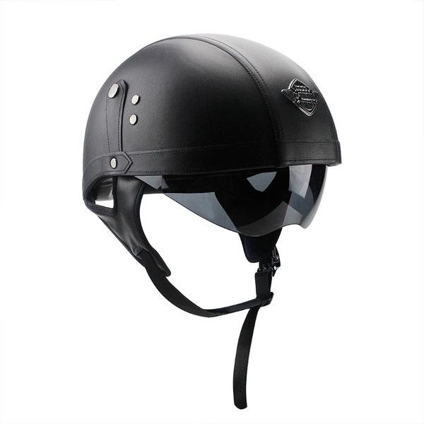 Retro Leather Half Helmet
