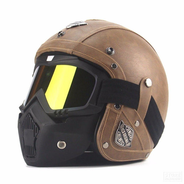 Premium Leather Helmet 3/4 - Riders Gear Store