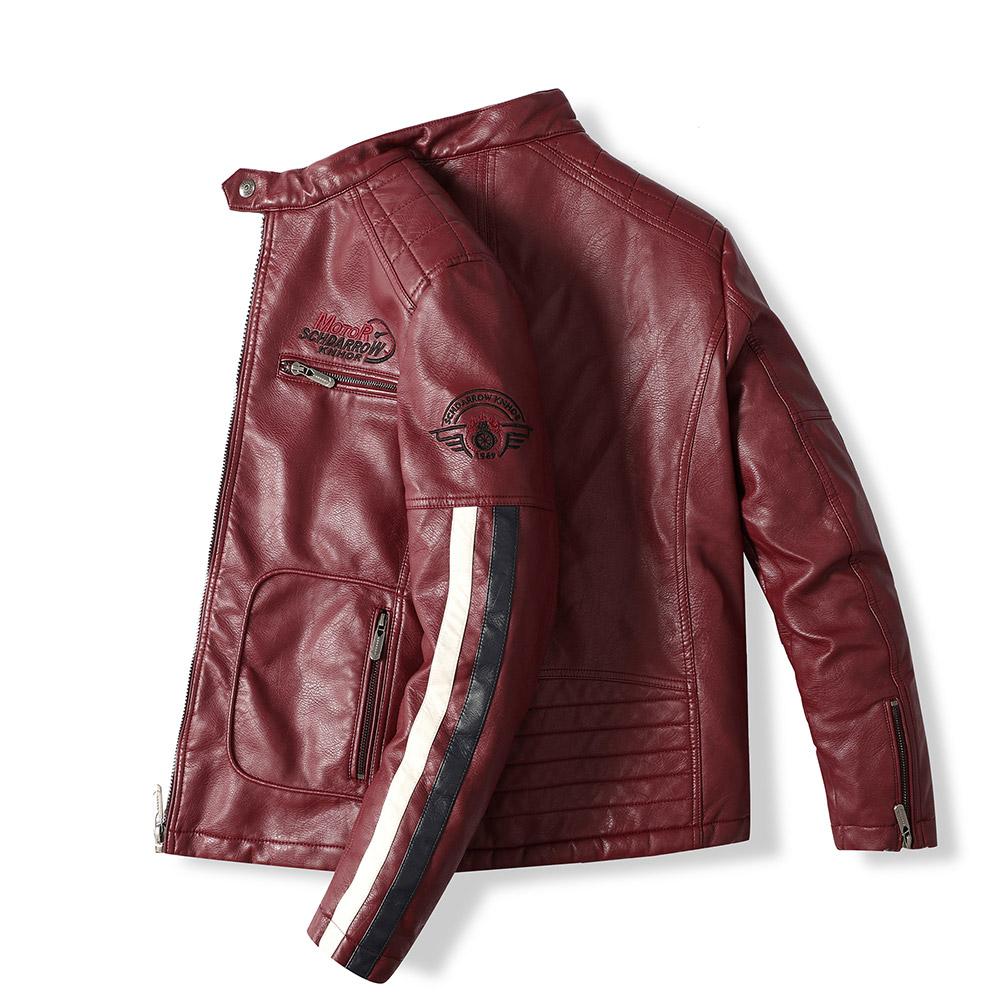Men's Moto Leather Jacket in Burgundy Red Genuine Leather Jacket Coat | PalaLeather, Burgundy Red / M