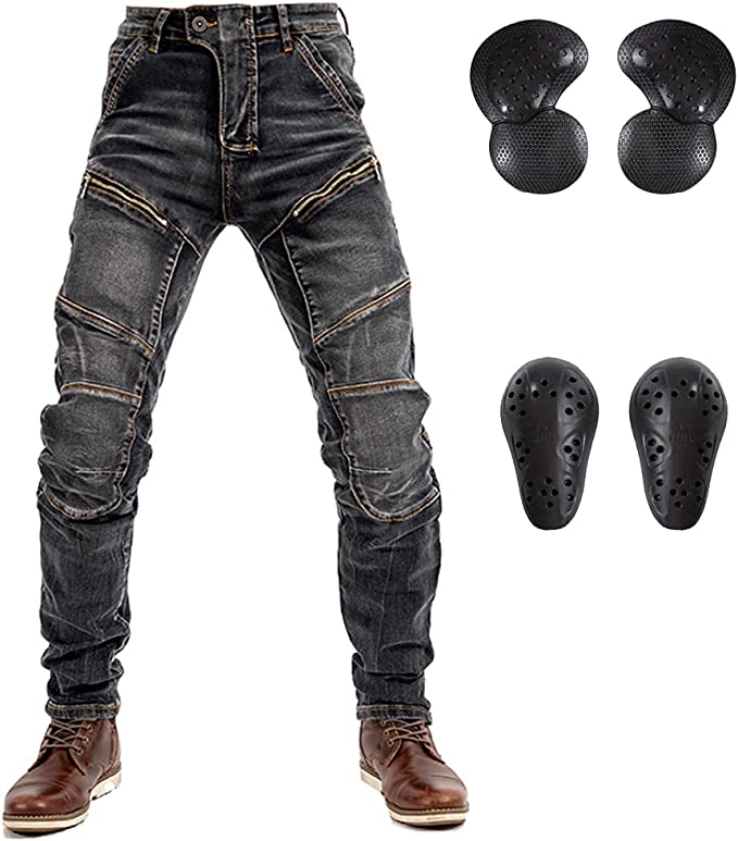 Kevlar Biker Jeans Men's Motorcycle Motorbike Riding Jeans with Kevlar  Lining CE Approved Overpants XS-XXXL
