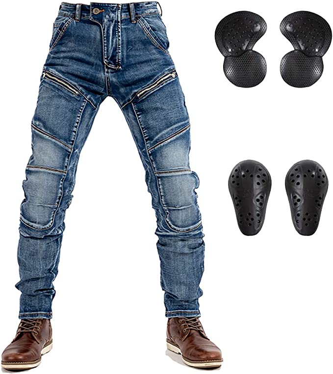 Motorcycle Riding Jeans Kevlar Motorbike Racing Pants with Removable A