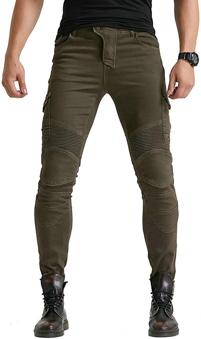 Men Motorbike Racing Denim Jeans Motorcycle Riding Cargo Style Armoured  Trousers