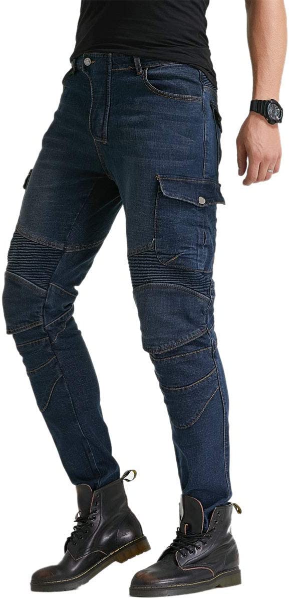 Women Motorcycle Riding Jeans Men's Armor Dirt Bike Motorcycle Pants Hip  Knee Pads × 4, Stretch Fabric (Color : Blue, Size : Large/32) : :  Automotive
