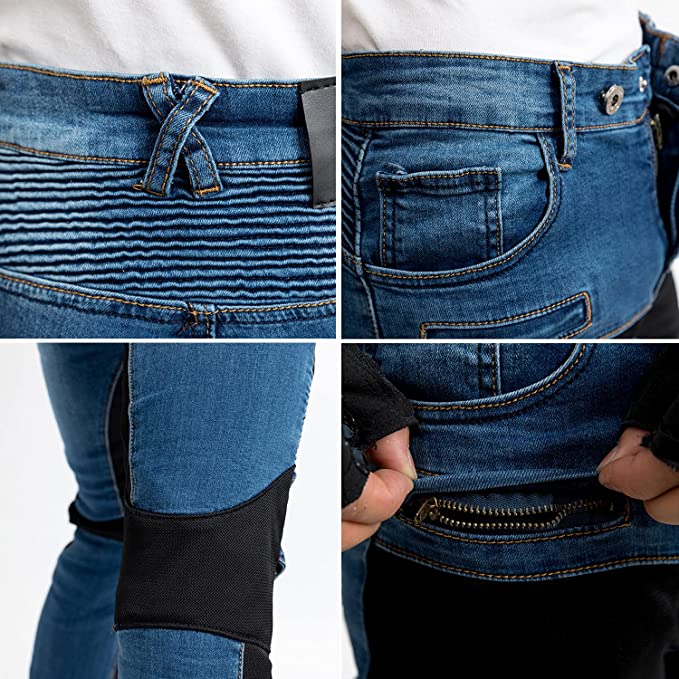 HULG Pantalon Moto Mujer Pantalon Proteccion Moto Pantalon Impermeable Moto  Jeans Drop-resistant Breathable Jeans Racing Pants (blue,M) : :  Coche y moto